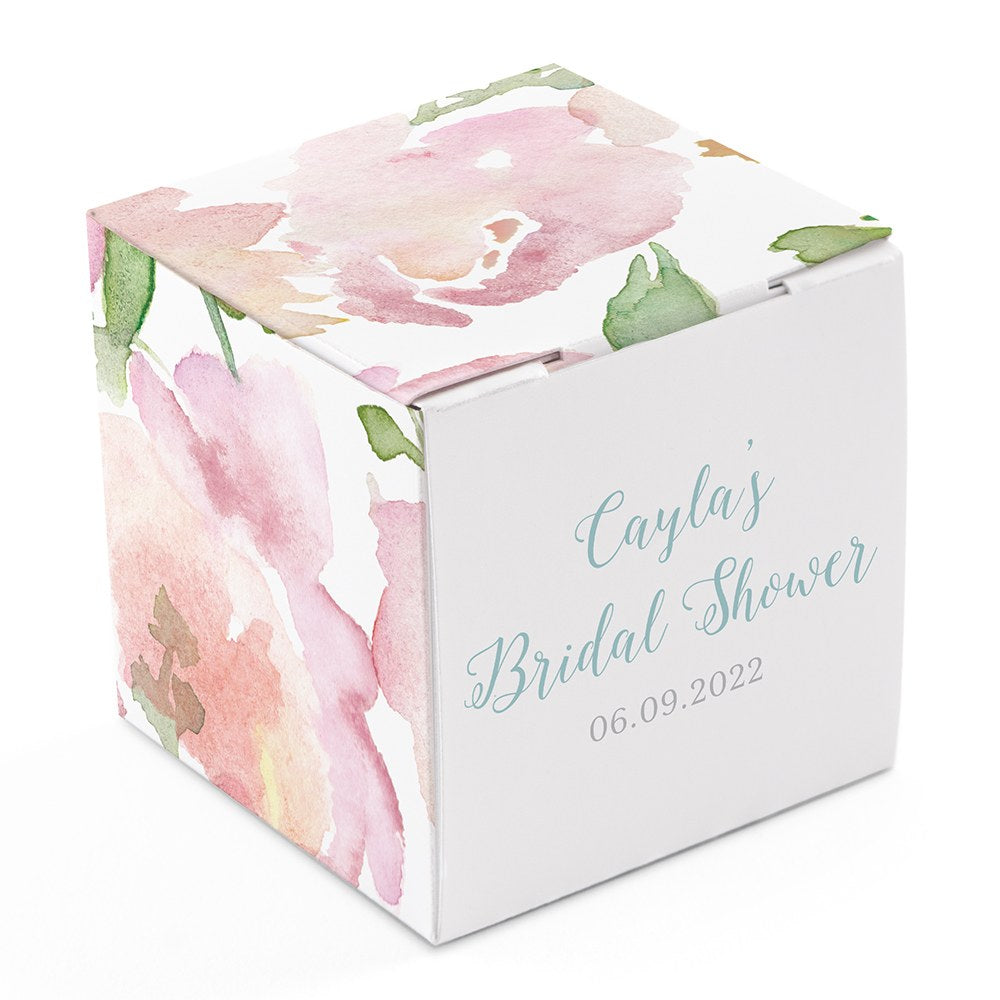 MINI CUSTOM PRINTED SQUARE PAPER FAVOR BOXES - FLORAL GARDEN PARTY