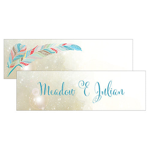 FEATHER WHIMSY SMALL RECTANGULAR FAVOUR TAG - AyaZay Wedding Shoppe