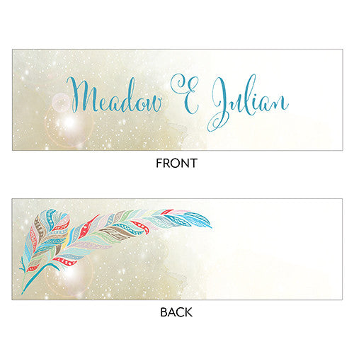 FEATHER WHIMSY SMALL RECTANGULAR FAVOUR TAG - AyaZay Wedding Shoppe