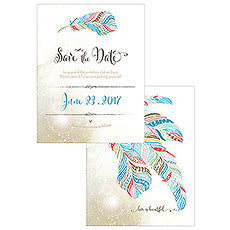 FEATHER WHIMSY SAVE THE DATE CARD - AyaZay Wedding Shoppe