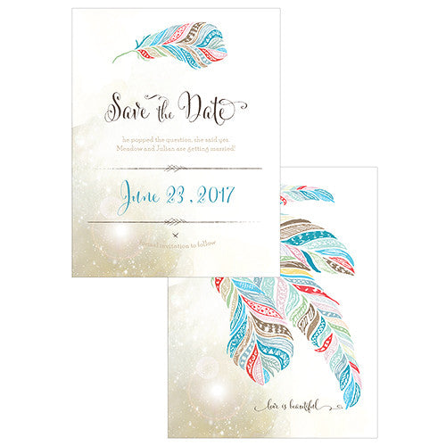 FEATHER WHIMSY SAVE THE DATE CARD - AyaZay Wedding Shoppe