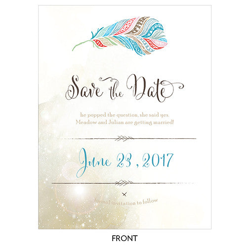FEATHER WHIMSY SAVE THE DATE CARD - AyaZay Wedding Shoppe