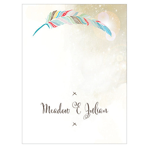 FEATHER WHIMSY PLACE CARD WITH FOLD - AyaZay Wedding Shoppe