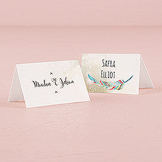 FEATHER WHIMSY PLACE CARD WITH FOLD - AyaZay Wedding Shoppe