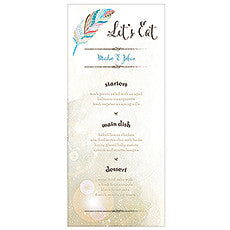 FEATHER WHIMSY MENU CARD - AyaZay Wedding Shoppe