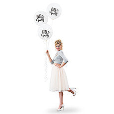 17" LARGE WHITE ROUND WEDDING BALLOONS - "Let's Party" (3/pkg) - AyaZay Wedding Shoppe