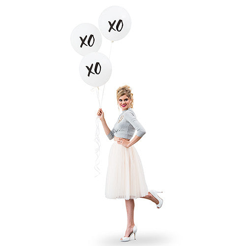 17" LARGE WHITE ROUND WEDDING BALLOONS - "XO" (3/pkg) - AyaZay Wedding Shoppe