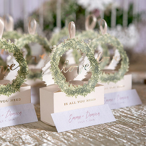 LOVE WREATH FAVOUR BOX WITH RIBBON (10/pkg) - AyaZay Wedding Shoppe