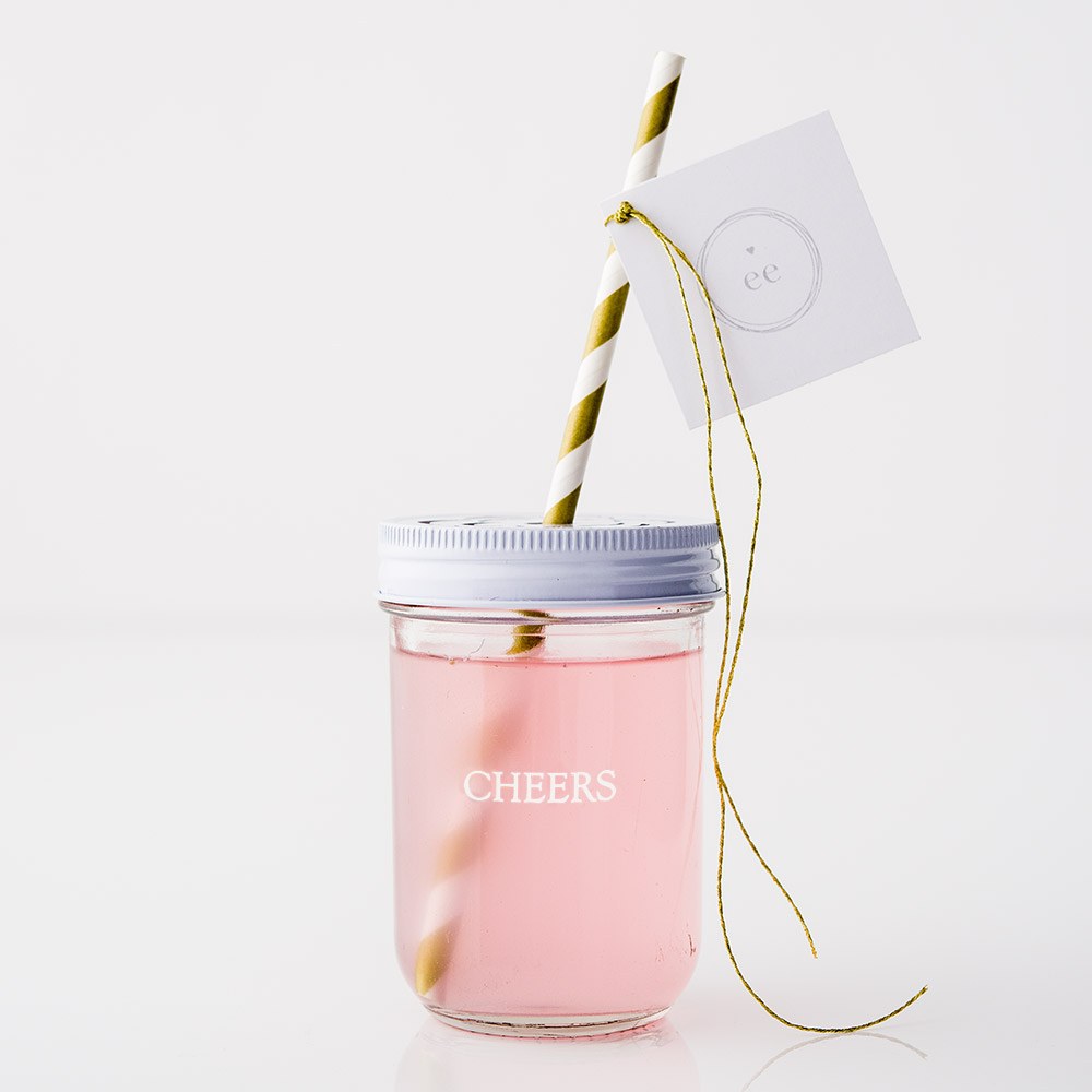 MASON JAR DRINK GLASSES WITH ROSE CUT OUT WHITE LID (12/pkg)