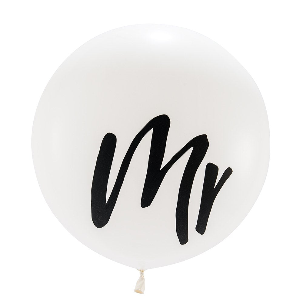 36" JUMBO WHITE ROUND WEDDING BALLOON - "MR" or "MRS"