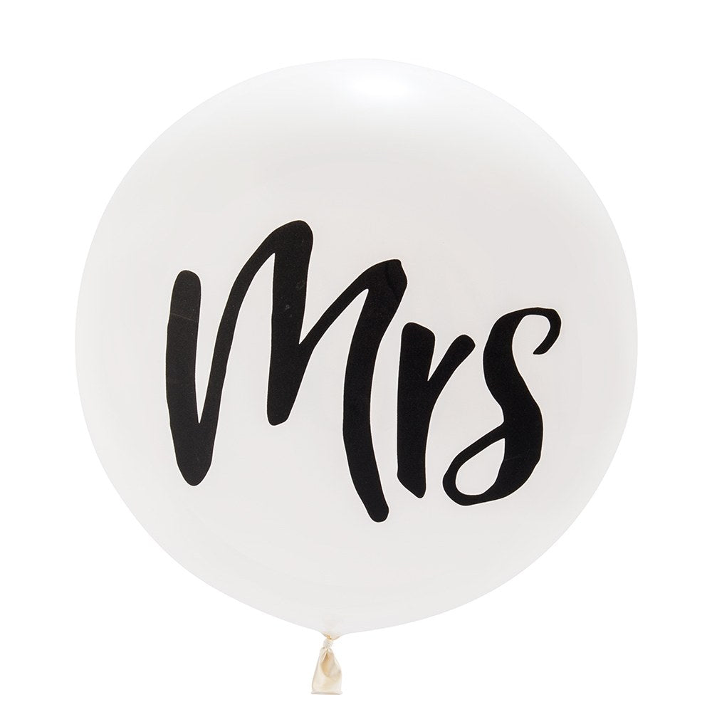 36" JUMBO WHITE ROUND WEDDING BALLOON - "MR" or "MRS"