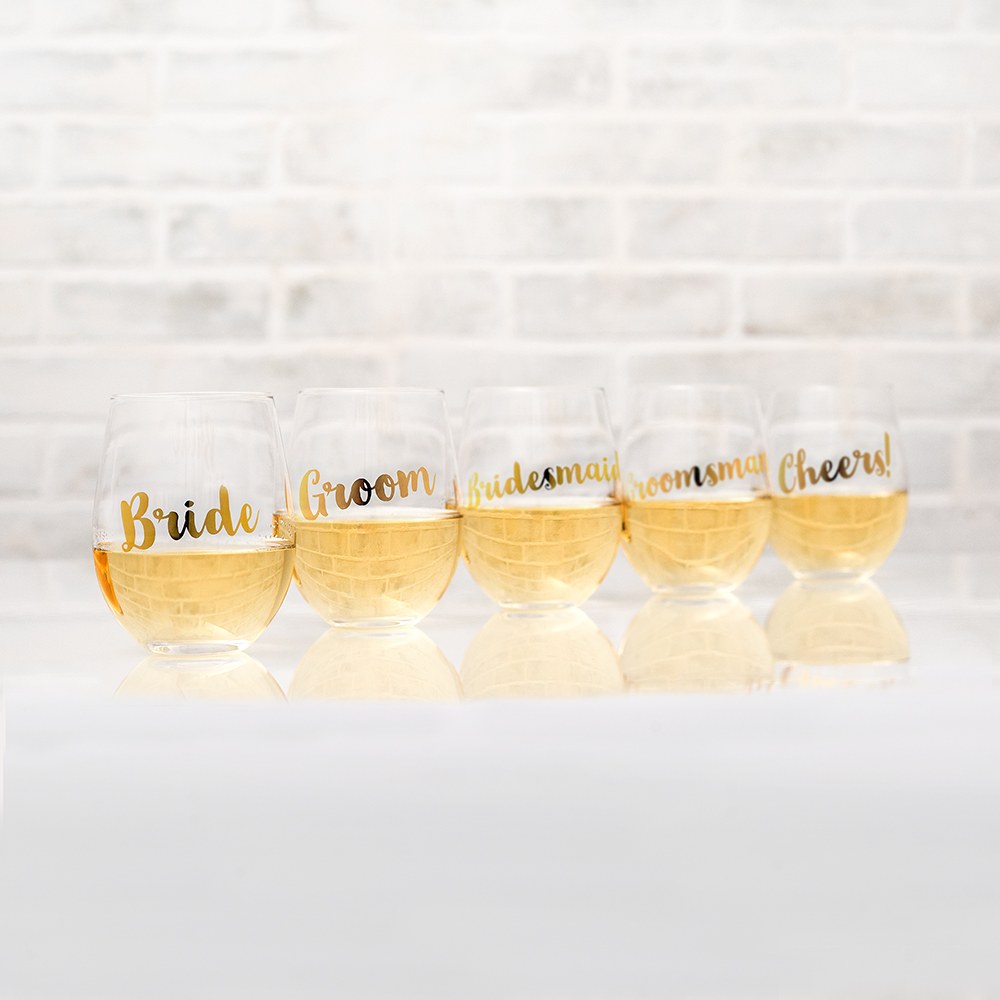 STEMLESS TOASTING WINE GLASS GIFT FOR WEDDING PARTY - BRIDE