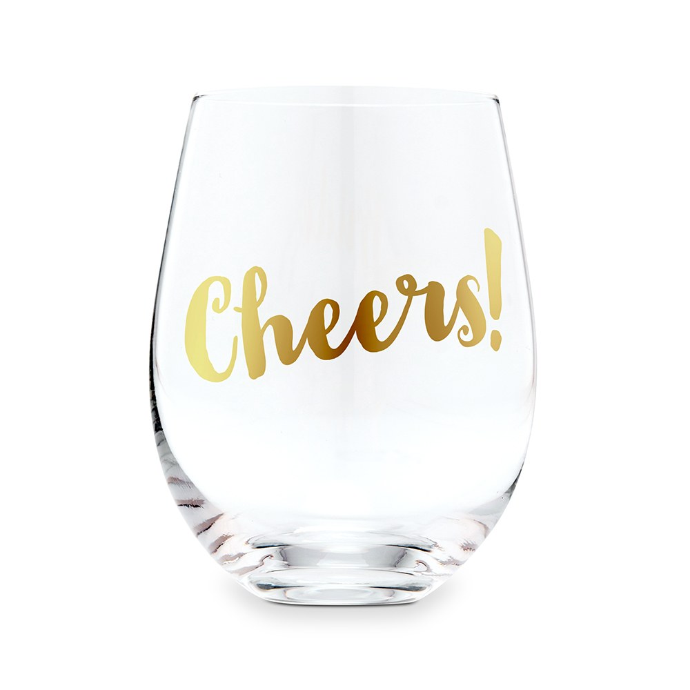 STEMLESS TOASTING WINE GLASS GIFT FOR WEDDING PARTY - CHEERS