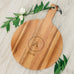 PERSONALIZED ROUND CUTTING & SERVING BOARD WITH HANDLE - CIRCLE MONOGRAM