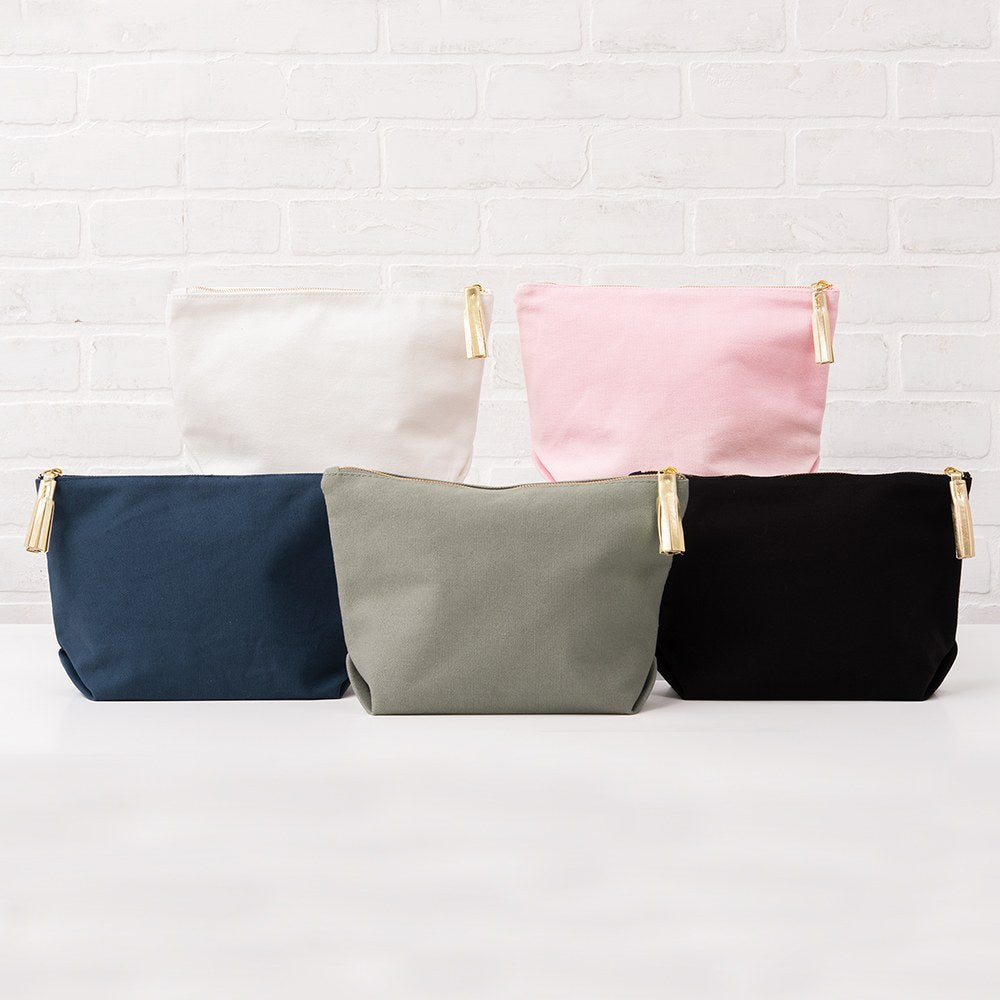 LARGE PERSONALIZED CANVAS MAKEUP & TOILETRY BAG FOR  WOMEN -  BRIDE SCRIPT