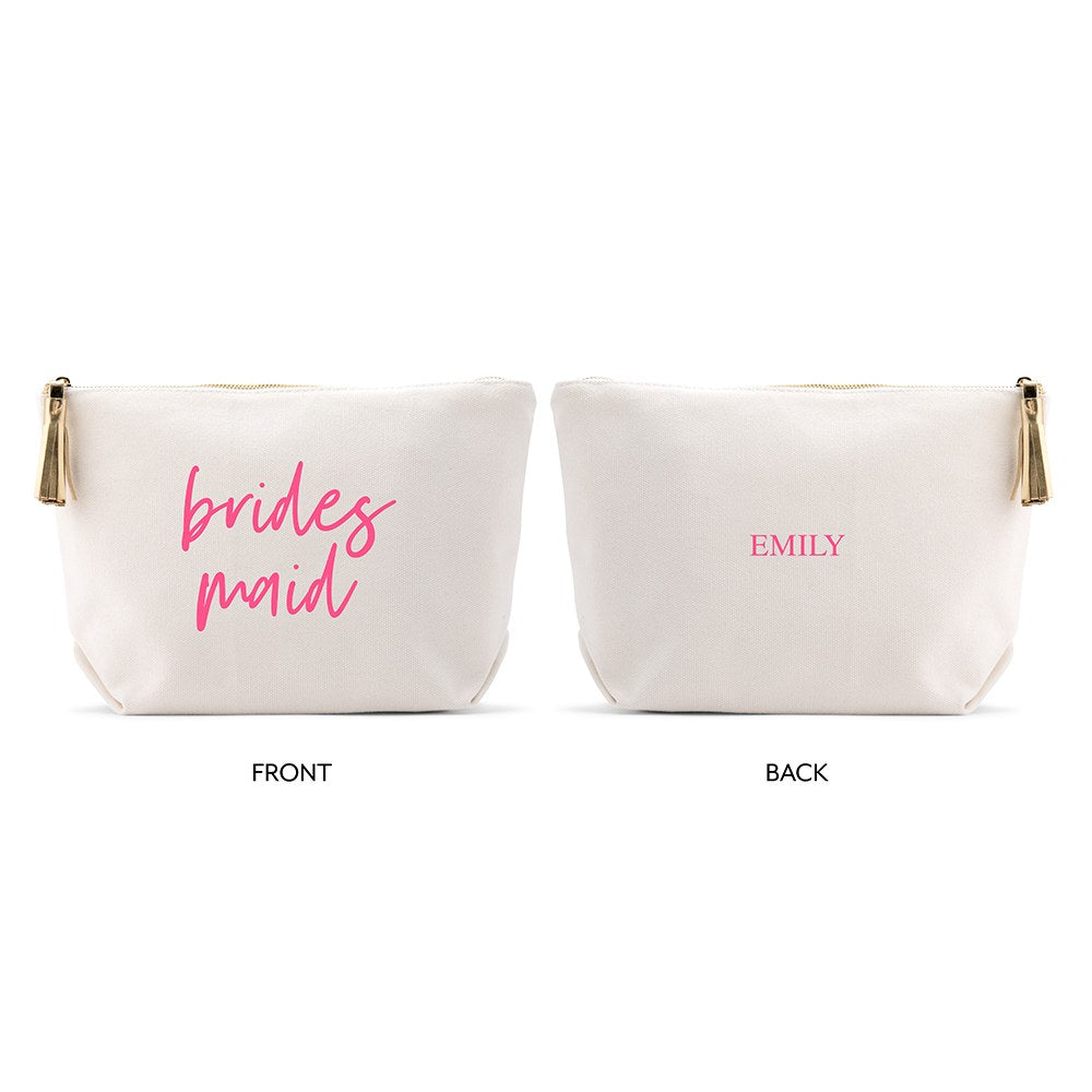 LARGE PERSONALIZED CANVAS MAKEUP & TOILETRY BAG FOR  WOMEN - BRIDESMAID SCRIPT
