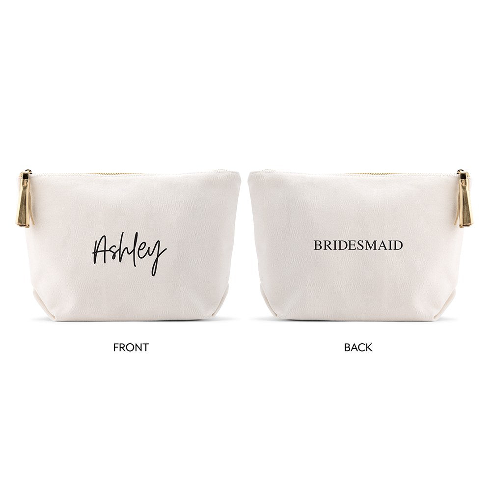 LARGE PERSONALIZED CANVAS MAKEUP & TOILETRY BAG FOR  WOMEN - SCRIPT FONT