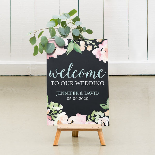 CUSTOM WEDDING CHALKBOARD SIGN - WELCOME FLORAL – AyaZay Wedding Shoppe