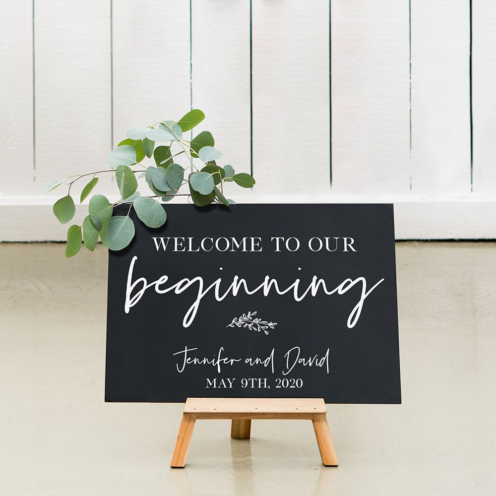 CUSTOM WEDDING CHALKBOARD SIGN - OUR BEGINNING