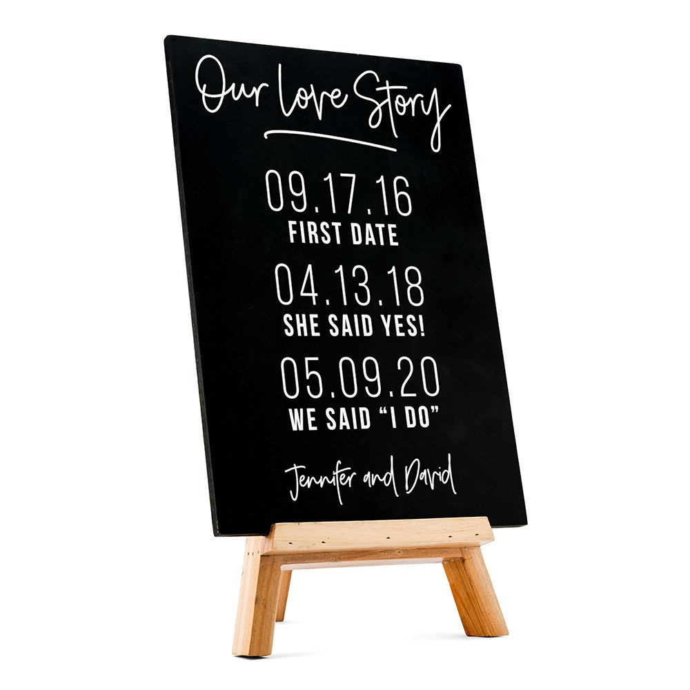 CUSTOM WEDDING CHALKBOARD SIGN - LOVE STORY DATES