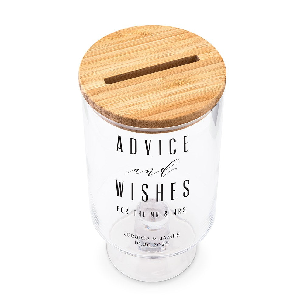 PERSONALIZED GLASS WEDDING WISHES GUESTBOOK JAR - ADVICE & WISHES