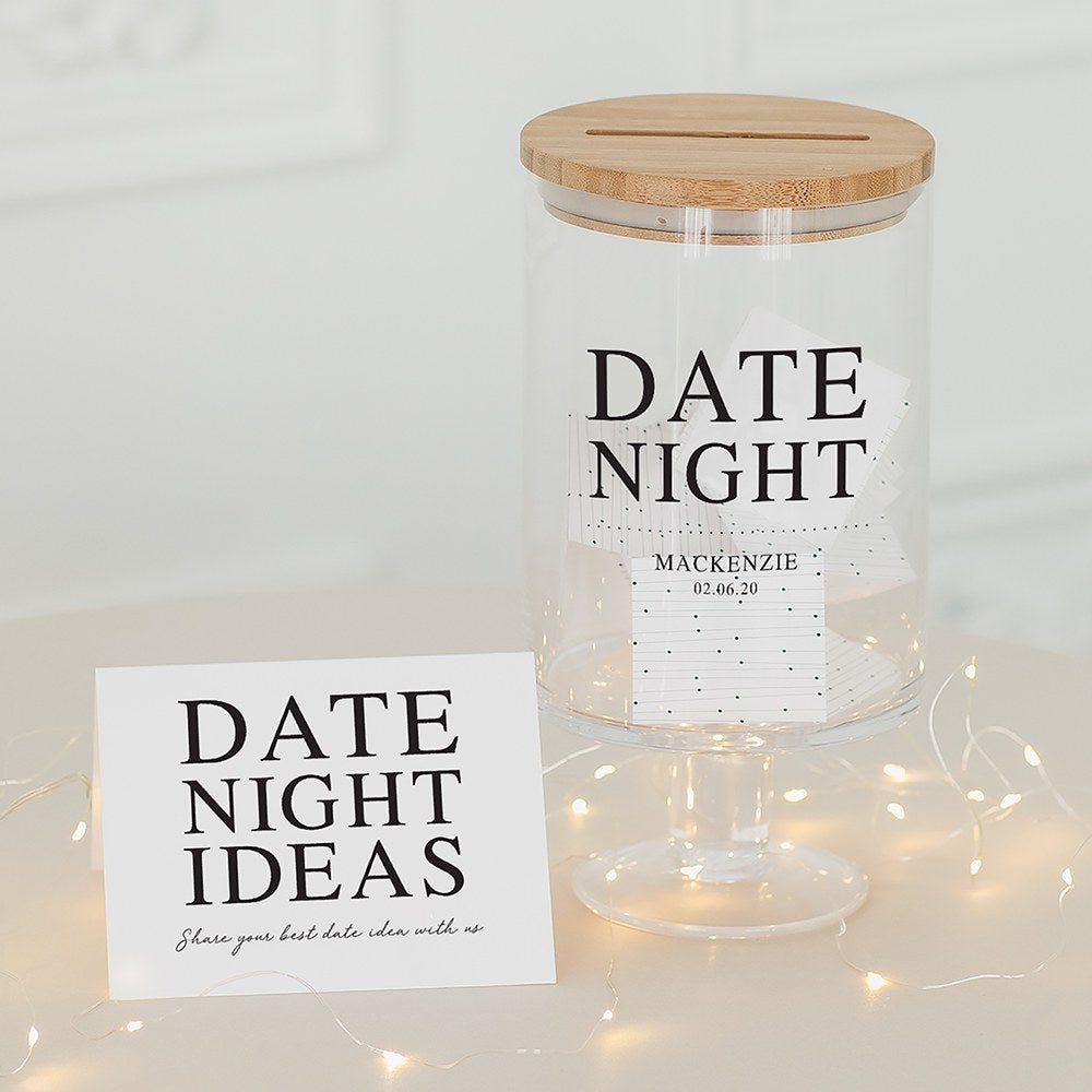 PERSONALIZED GLASS WEDDING WISHES GUESTBOOK JAR -  DATE NIGHT