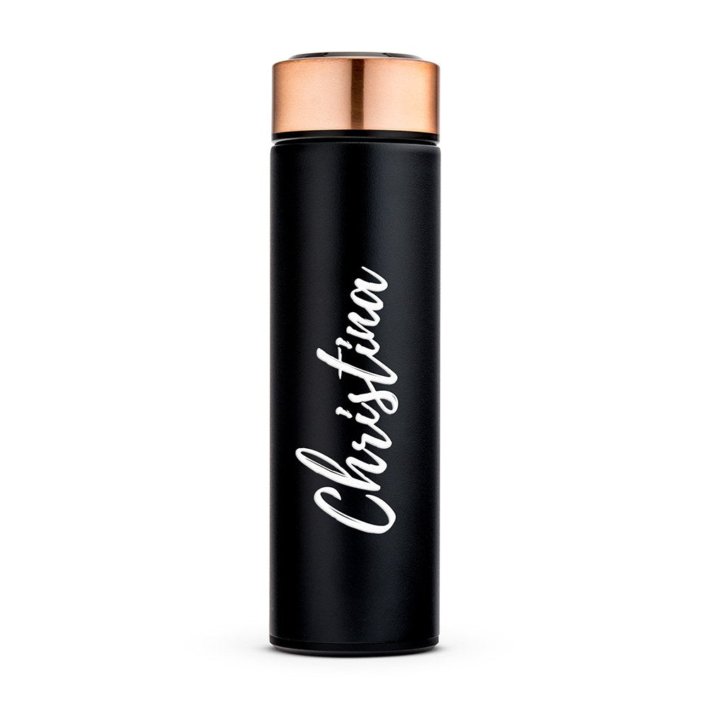 PERSONALIZED STAINLESS STEEL CYLINDER TRAVEL BOTTLE - CALLIGRAPHY