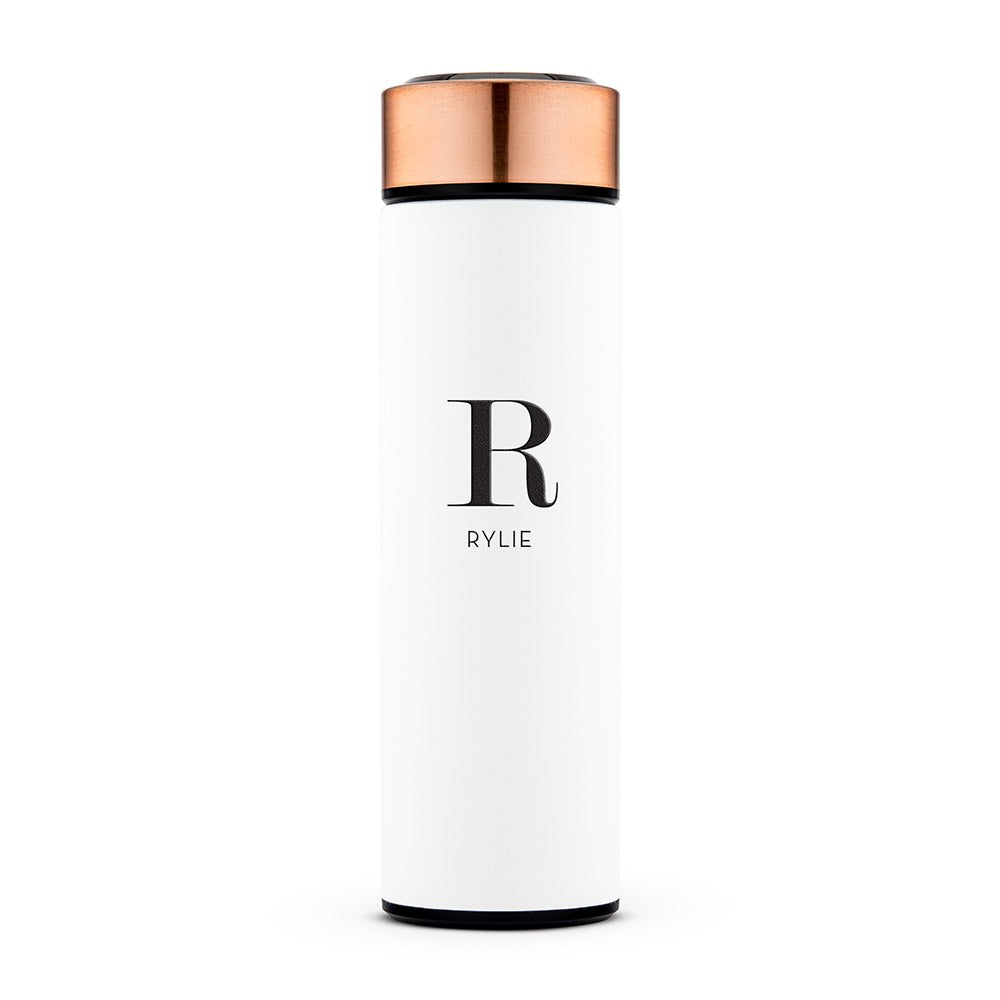 PERSONALIZED STAINLESS STEEL CYLINDER TRAVEL BOTTLE - MODERN SERIF INITIAL