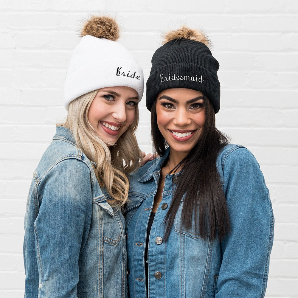 CUSTOM EMBROIDERED BACHELORETTE BEANIE WITH POM POM