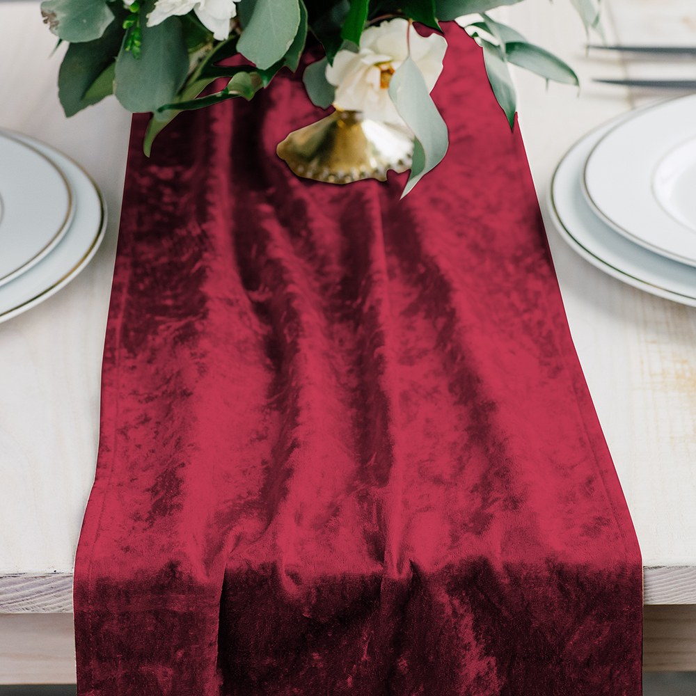 VELVET TABLE RUNNER - RUBY RED