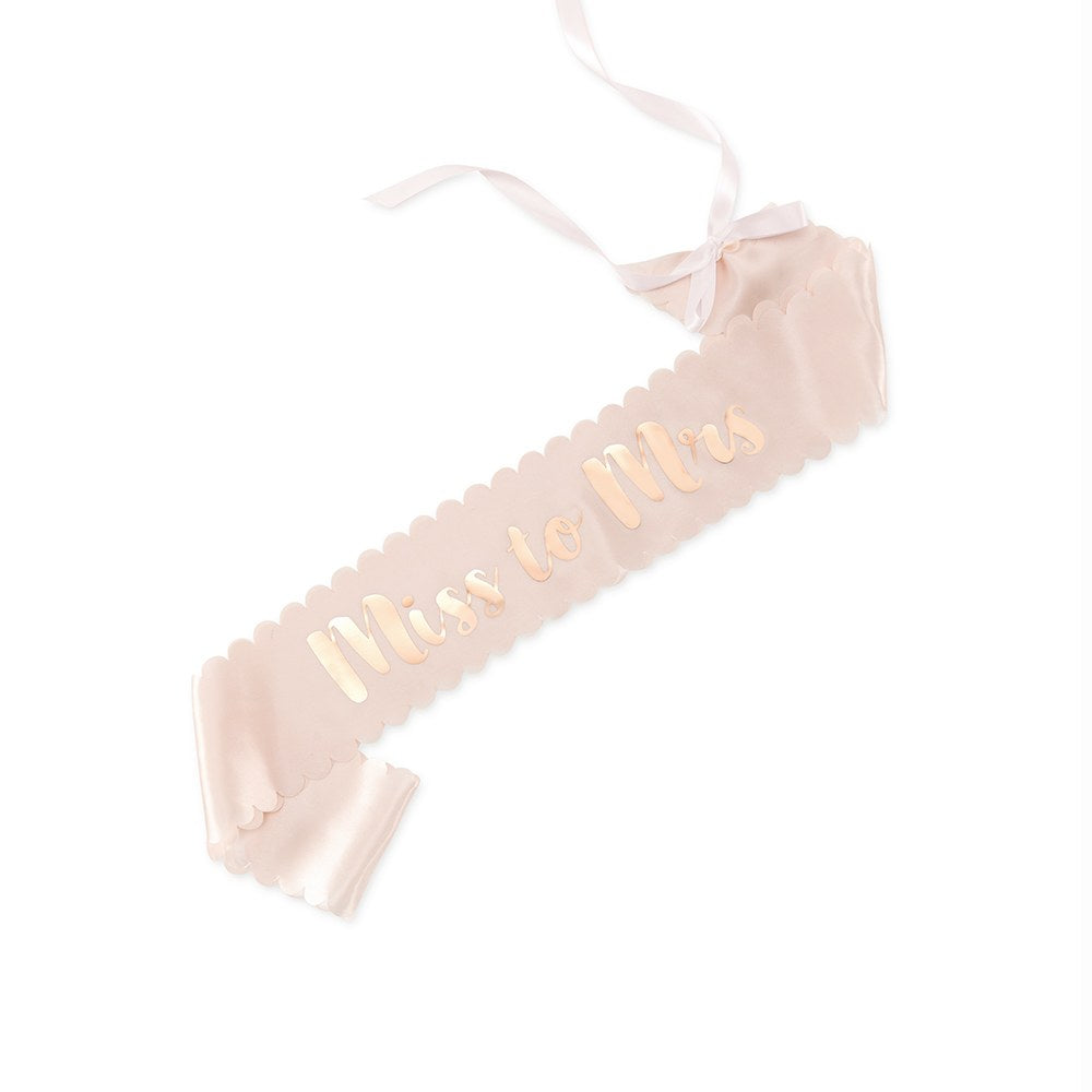 BLUSH PINK & ROSE GOLD SATIN BACHELORETTE PARTY SASH - MISS TO MRS