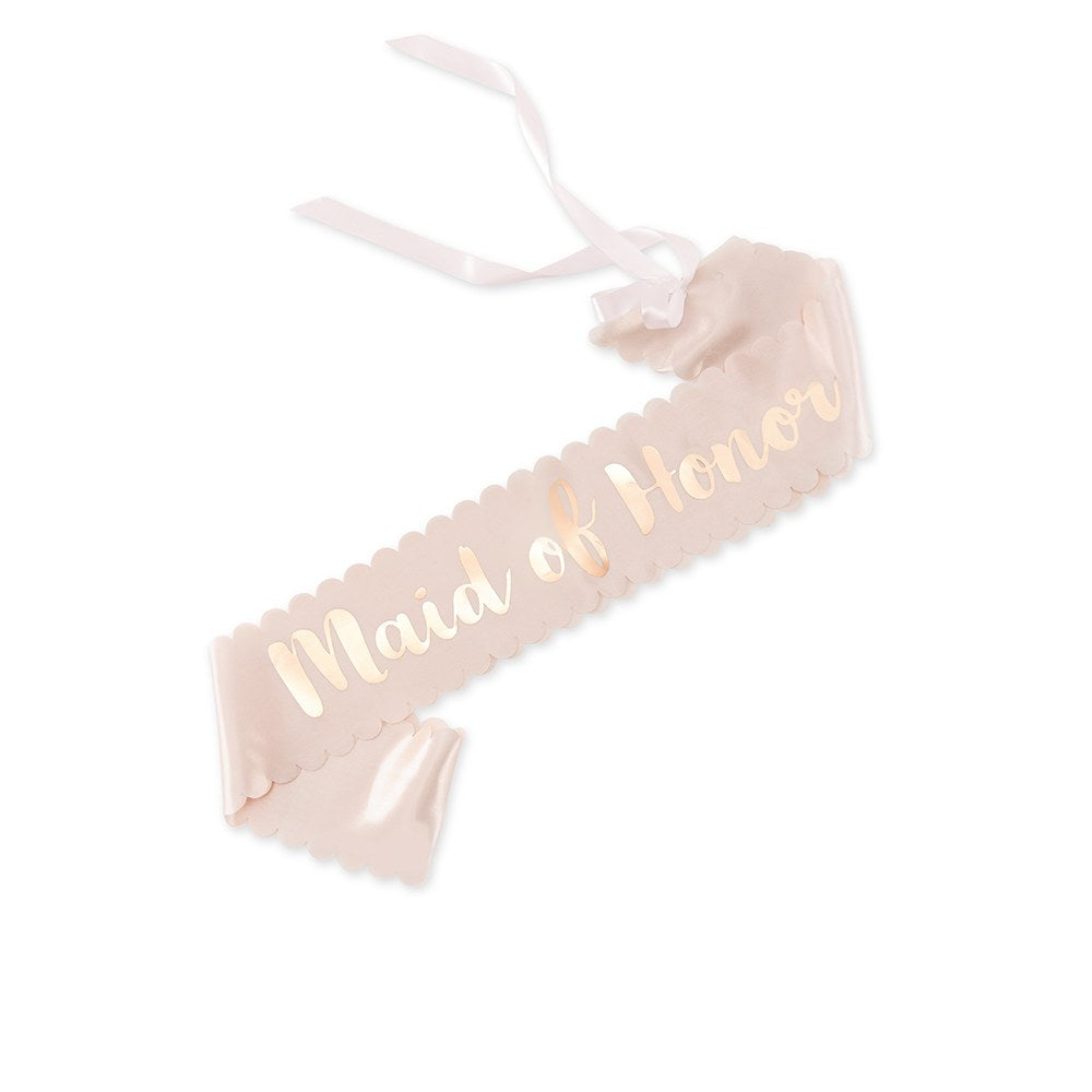 BLUSH PINK & ROSE GOLD SATIN BACHELORETTE PARTY SASH - MAID OF HONOR
