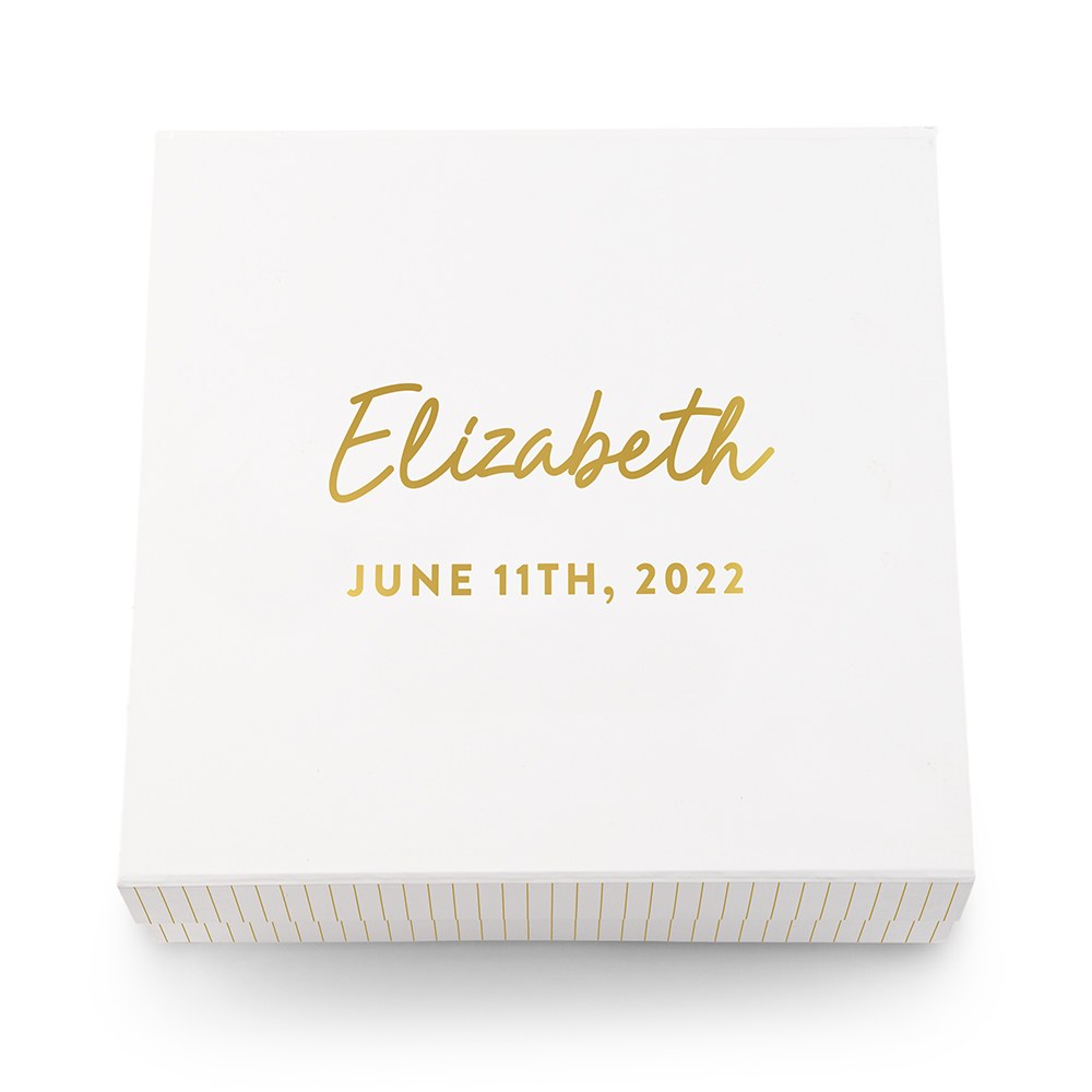 LARGE PERSONALIZED WHITE BRIDAL PARTY GIFT BOX WITH MAGNETIC LID -  SCRIPT FONT