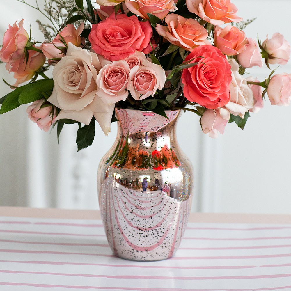 MERCURY GLASS FLOWER VASE - ROSE GOLD