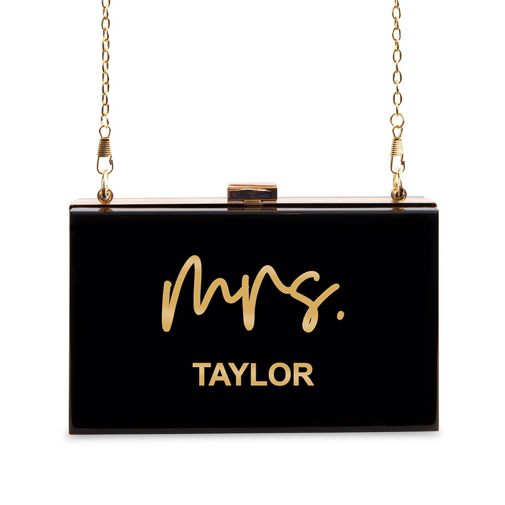 PERSONALIZED ACRYLIC BOX CLUTCH - MRS. SCRIPT