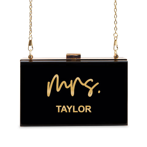 PERSONALIZED ACRYLIC BOX CLUTCH - MRS. SCRIPT