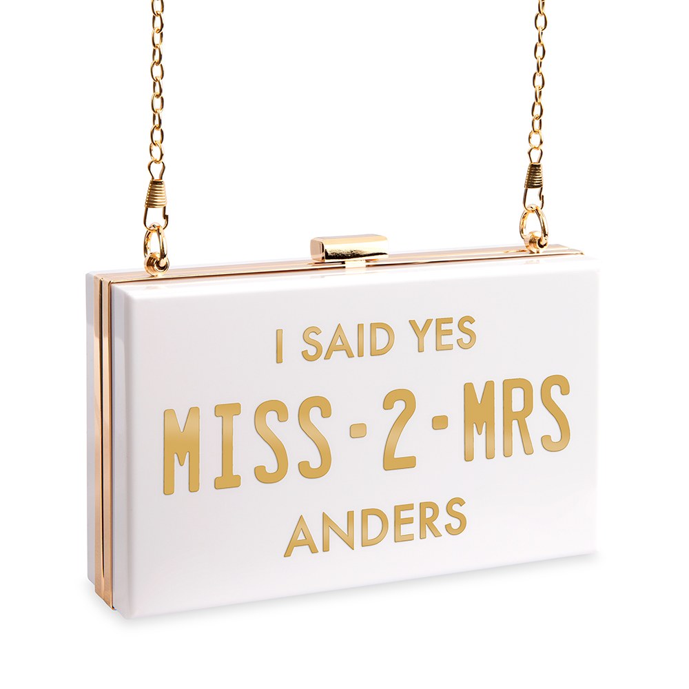 PERSONALIZED ACRYLIC BOX CLUTCH - GOLD MISS 2 MRS