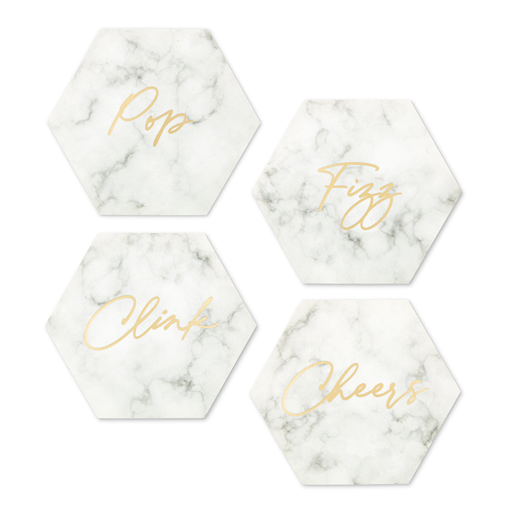 HEXAGONAL PAPER DRINK COASTERS - GEO MARBLE (set of 12)