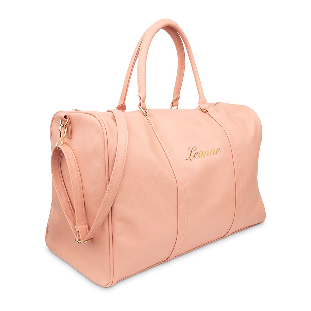 WOMEN'S CUSTOM EMBROIDERED VEGAN LEATHER WEEKEND TRAVEL BAG
