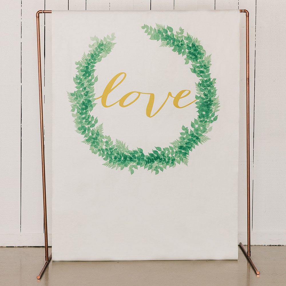 PRINTED PHOTO BACKDROP WEDDING DECORATION - LOVE WREATH