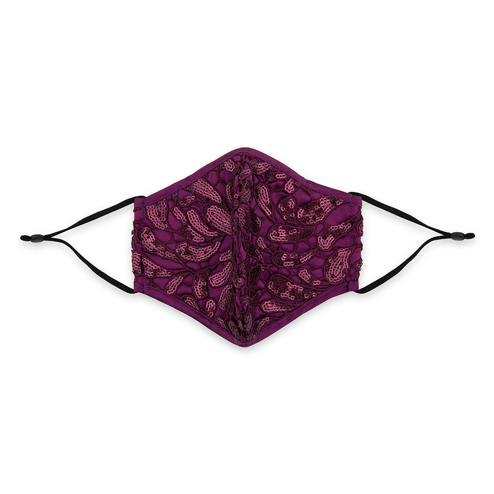 LUXURY REUSABLE, WASHABLE CLOTH FACE MASK WITH FILTER POCKET - PURPLE GARNET