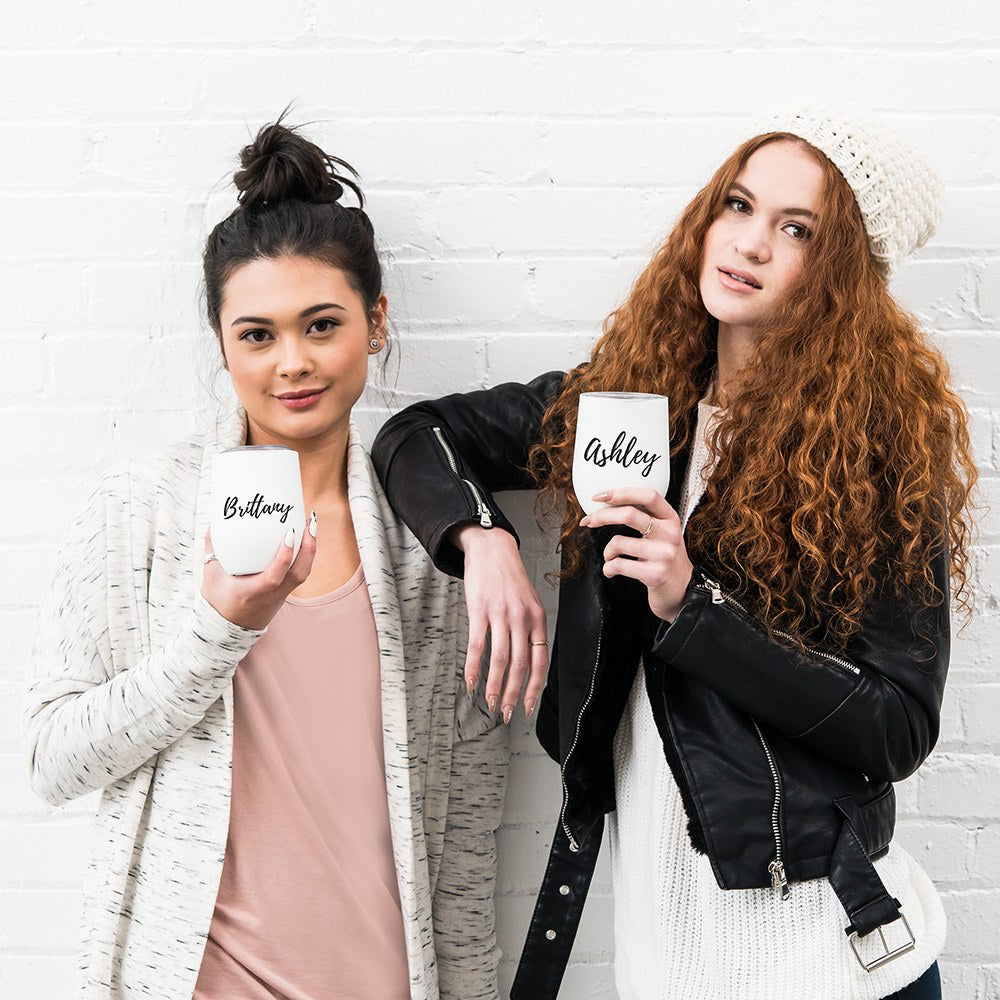 PERSONALIZED STEMLESS TRAVEL TUMBLER - CALLIGRAPHY