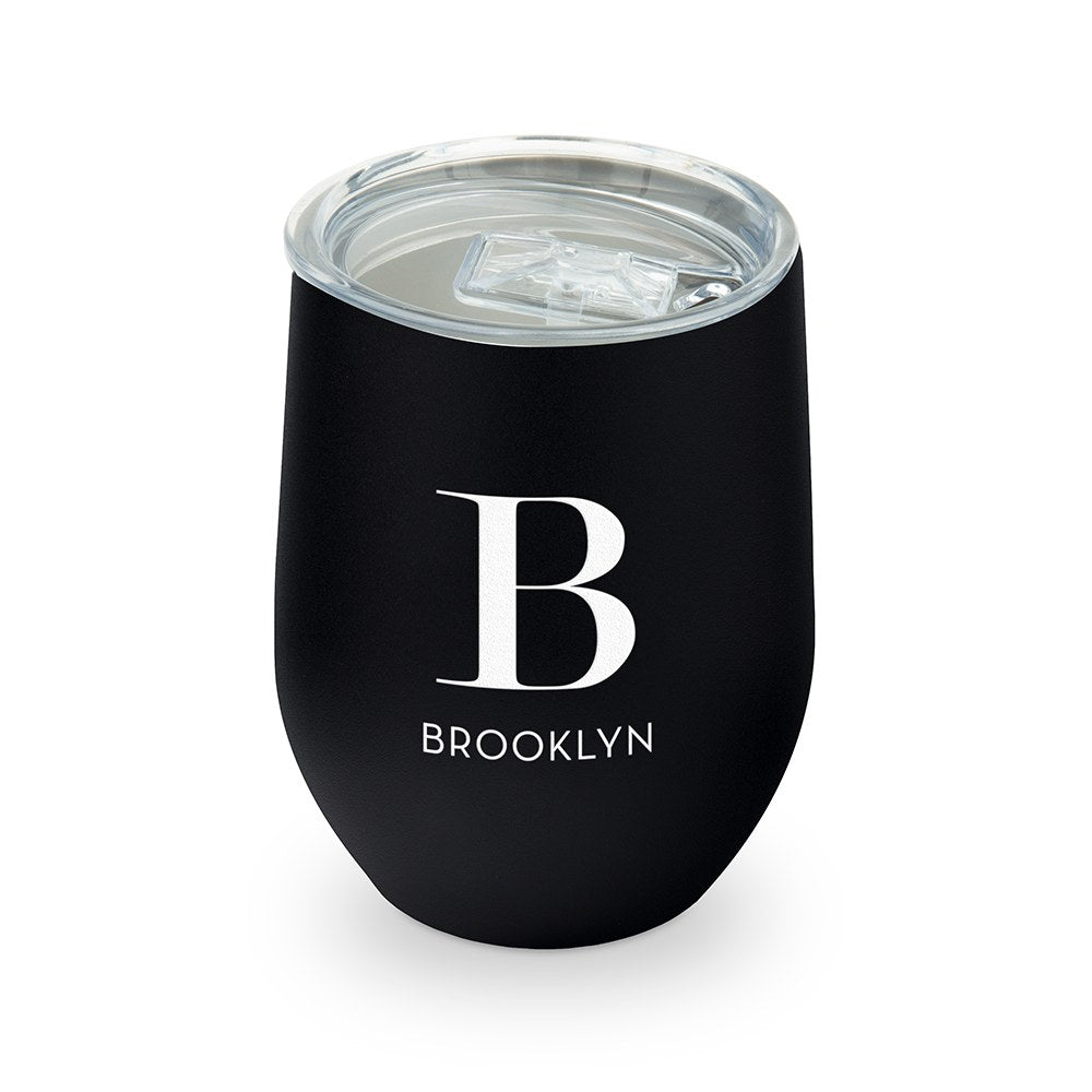 PERSONALIZED STEMLESS TRAVEL TUMBLER - MODERN SERIFF INITIAL