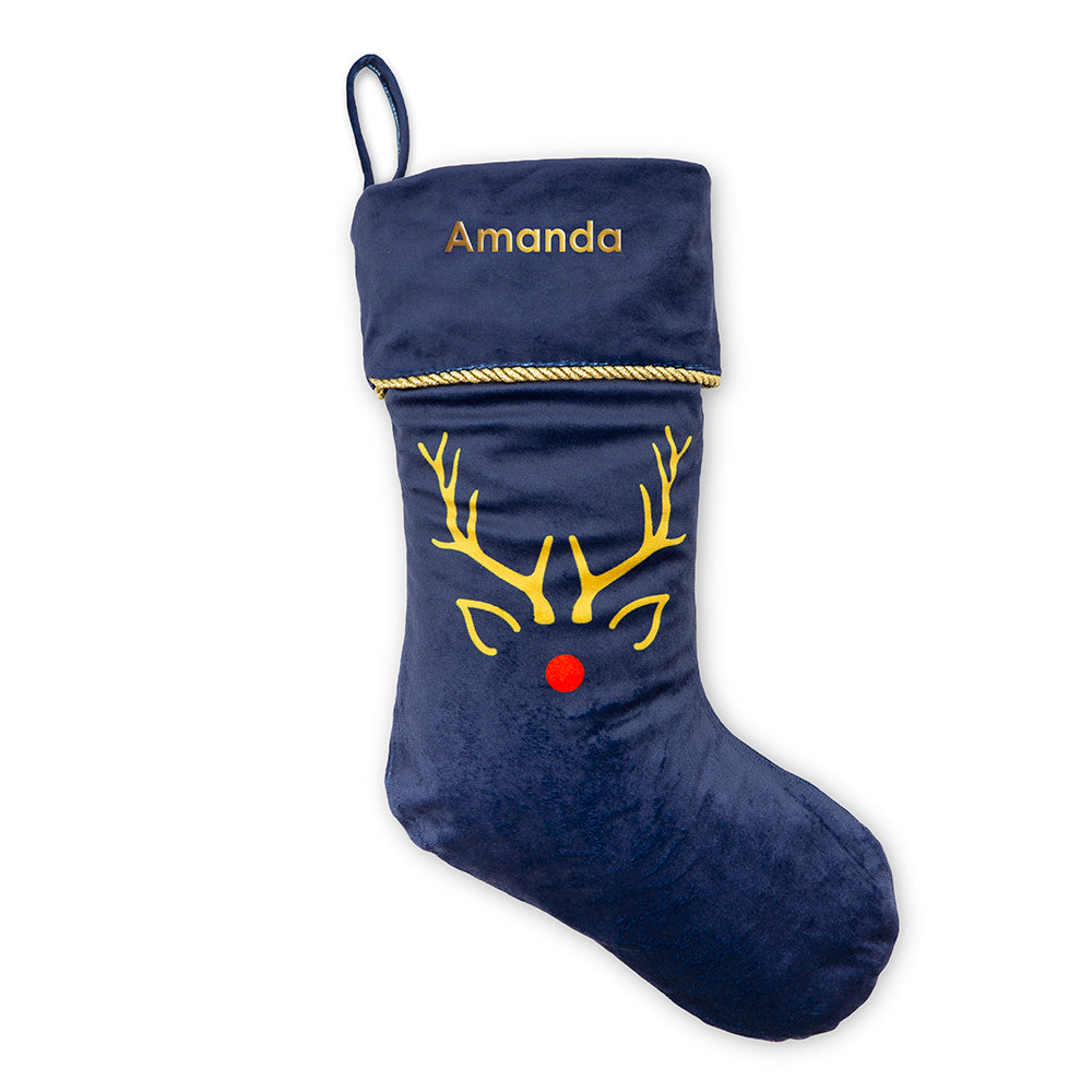 CUSTOM EMBROIDERED PLUSH CHRISTMAS STOCKING - RUDOLPH