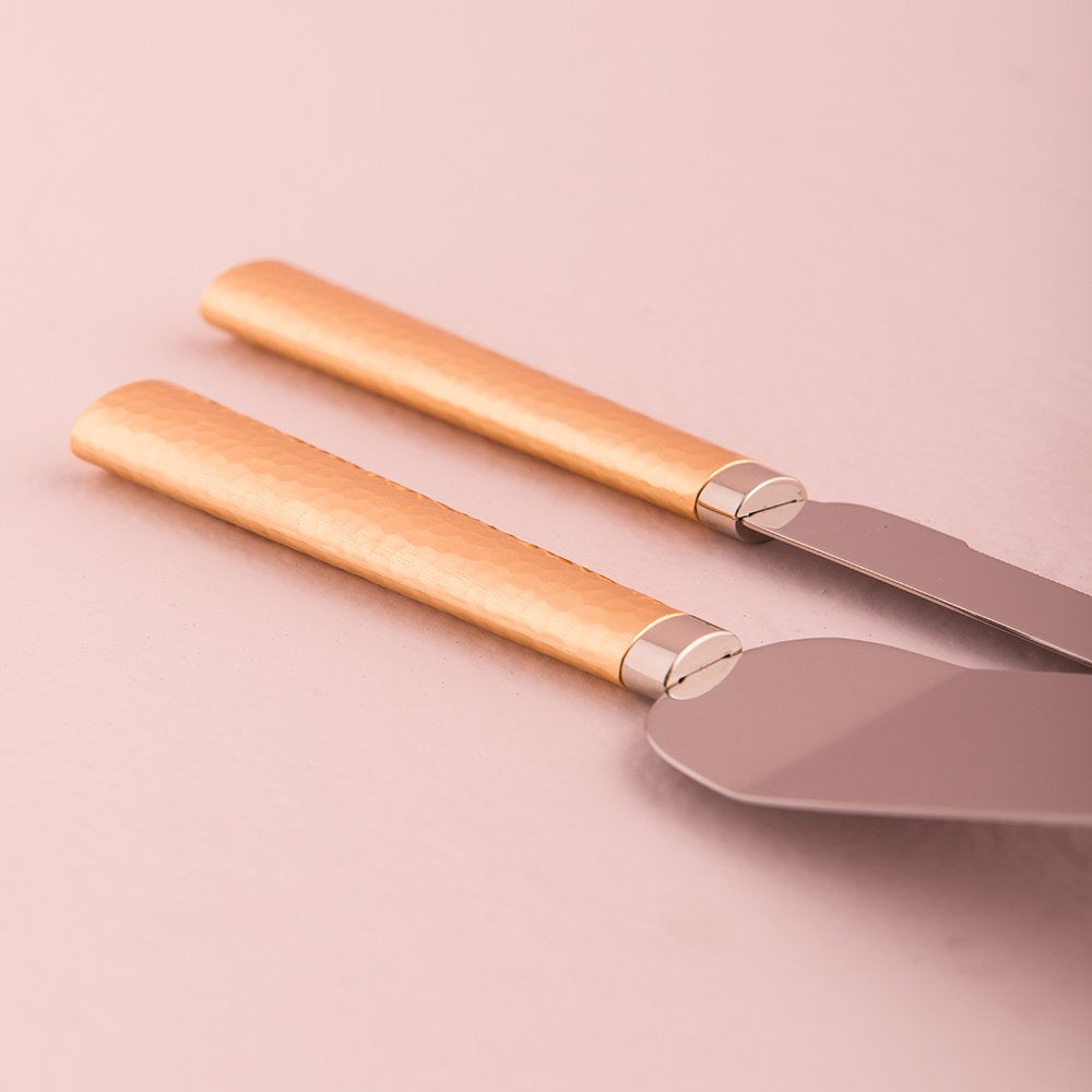 HAMMERED GOLD & SILVER CAKE SERVING SET