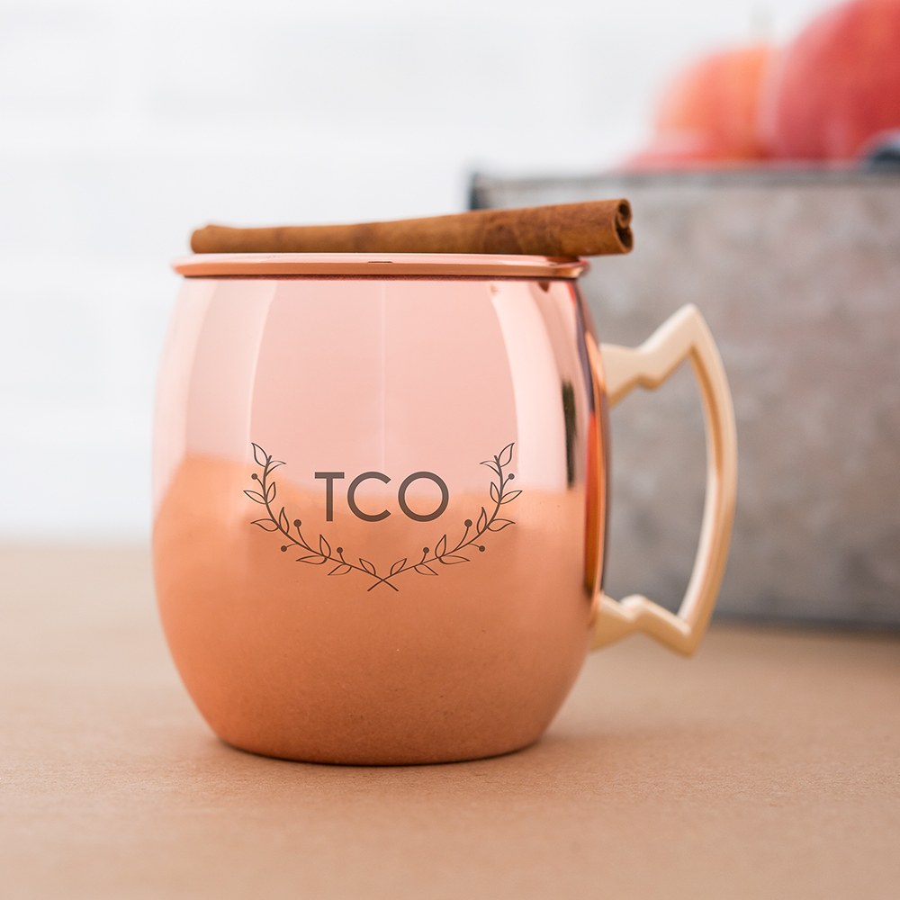 PERSONALIZED COPPER MOSCOW MULE DRINK MUG - WOODLAND MONOGRAM ETCHING