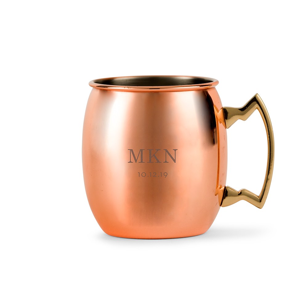 PERSONALIZED COPPER MOSCOW MULE DRINK MUG - CLASSIC MONOGRAM ETCHING