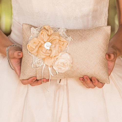 BURLAP CHIC RING PILLOW - AyaZay Wedding Shoppe