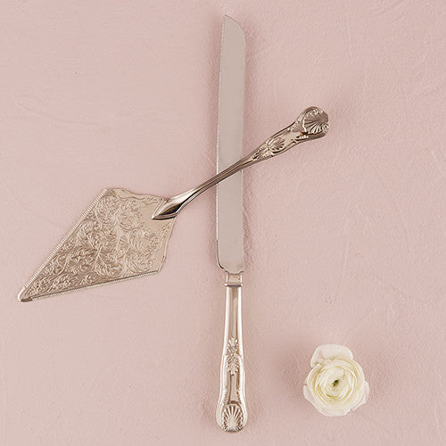 VINTAGE INSPIRED SILVER CAKE SERVING SET - AyaZay Wedding Shoppe