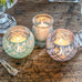 LARGE GLASS GLOBE VOTIVE HOLDER WITH REFLECTIVE LACE PATTERN (4/pkg) - DAIQUIRI GREEN